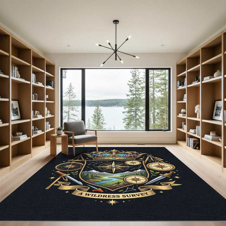 Cosmic Gold Compass Wilderness Survey Rug