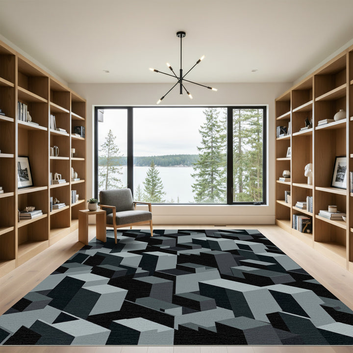 Geometric Abstract Isometric Cityscape Rug