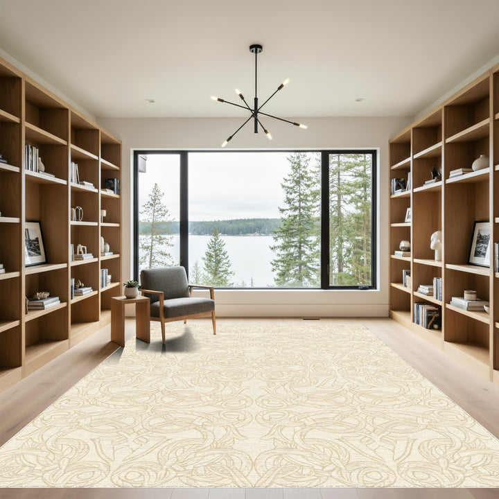 Cream Beige Intertwined Celtic Knot Rug