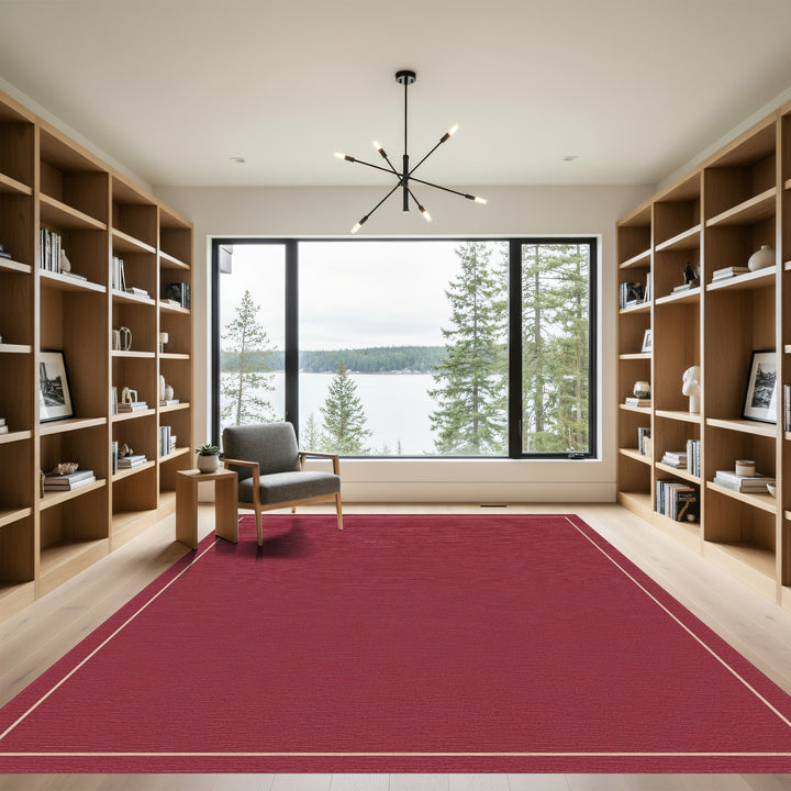Crimson Bordered Square Rug