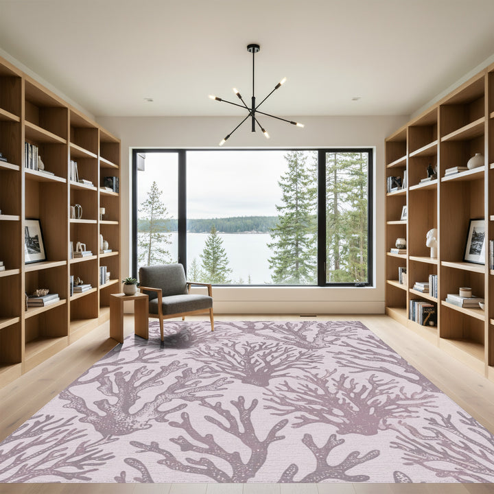 Lilac Coral Botanical Texture Rug