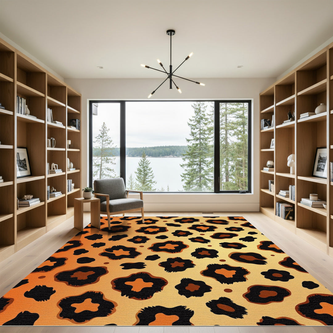 vivid orange leopard spots Rug