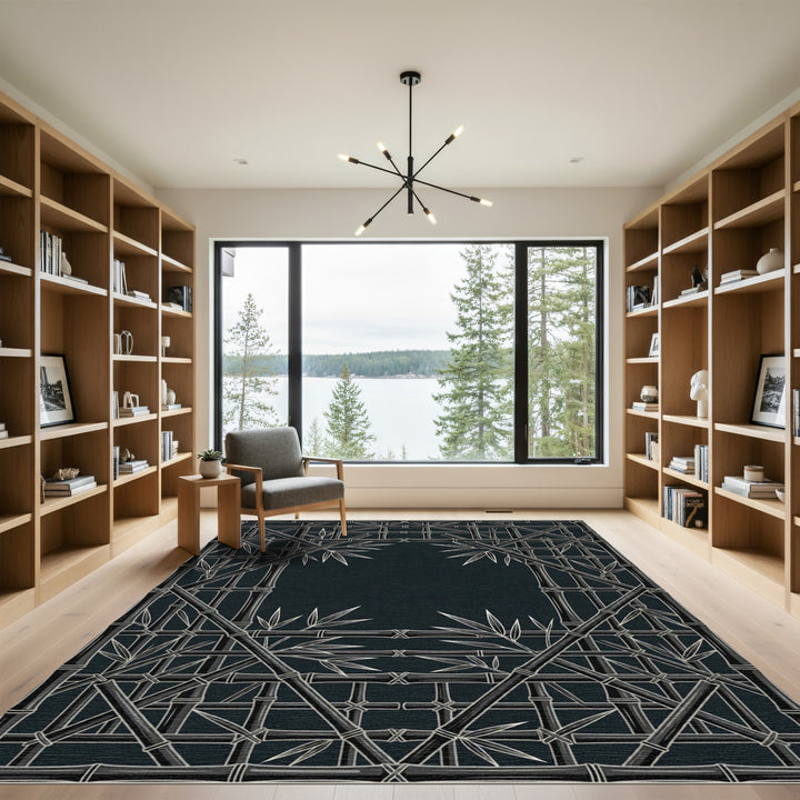 Dark Bamboo Lattice Art Rug