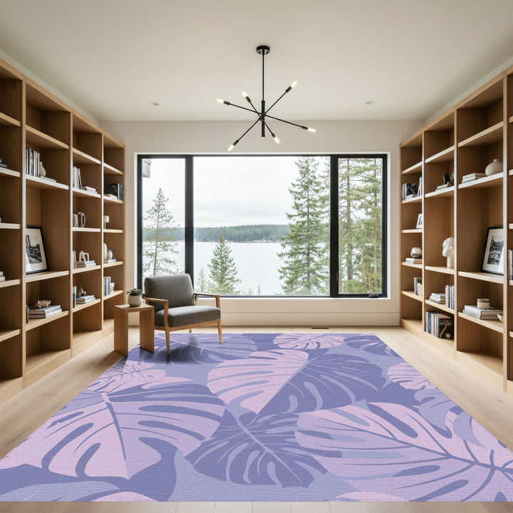Lavender Monstera Leafy Blanket Rug