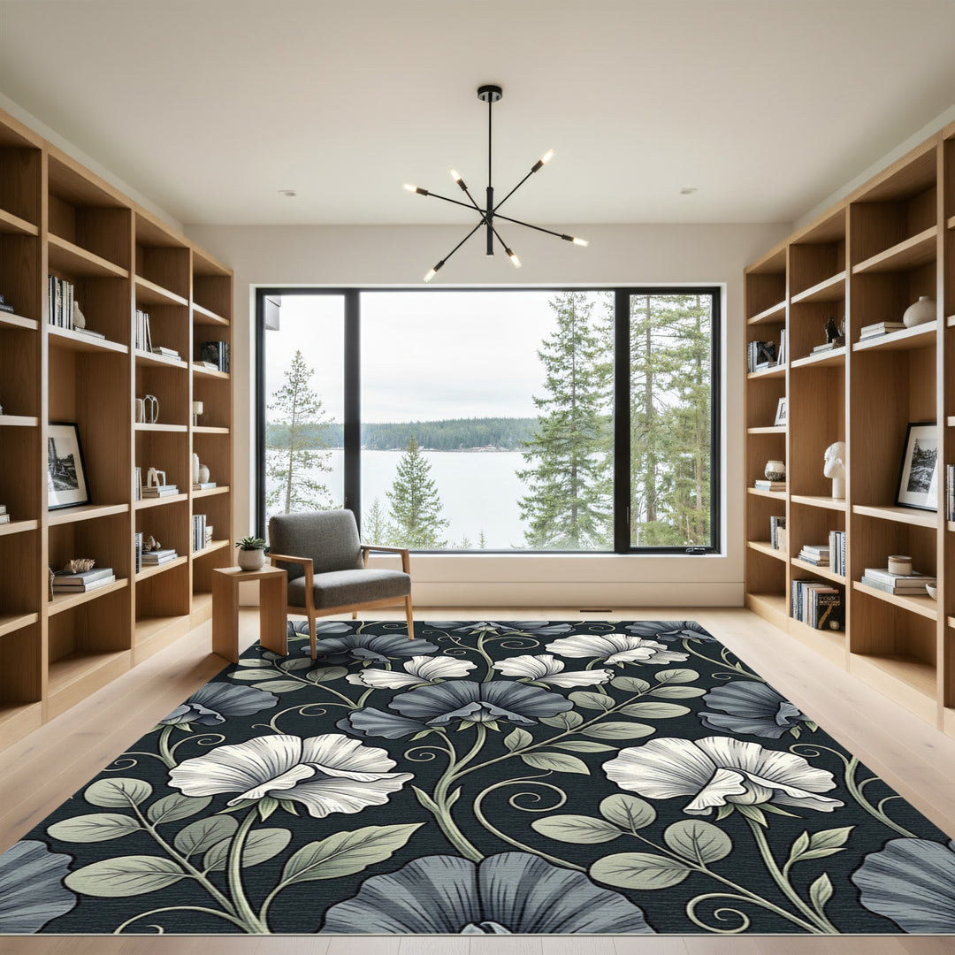 Vintage Gray White Sweet Pea Rug