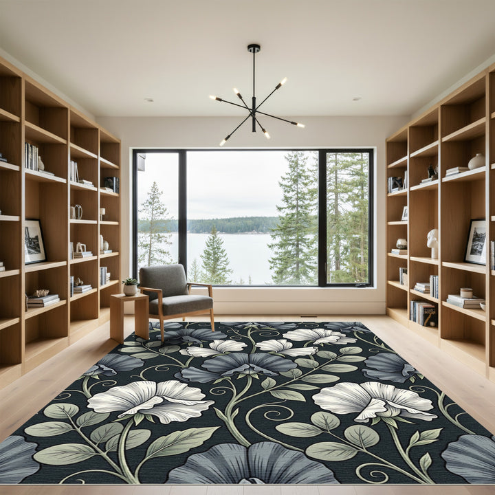 Vintage Gray White Sweet Pea Rug