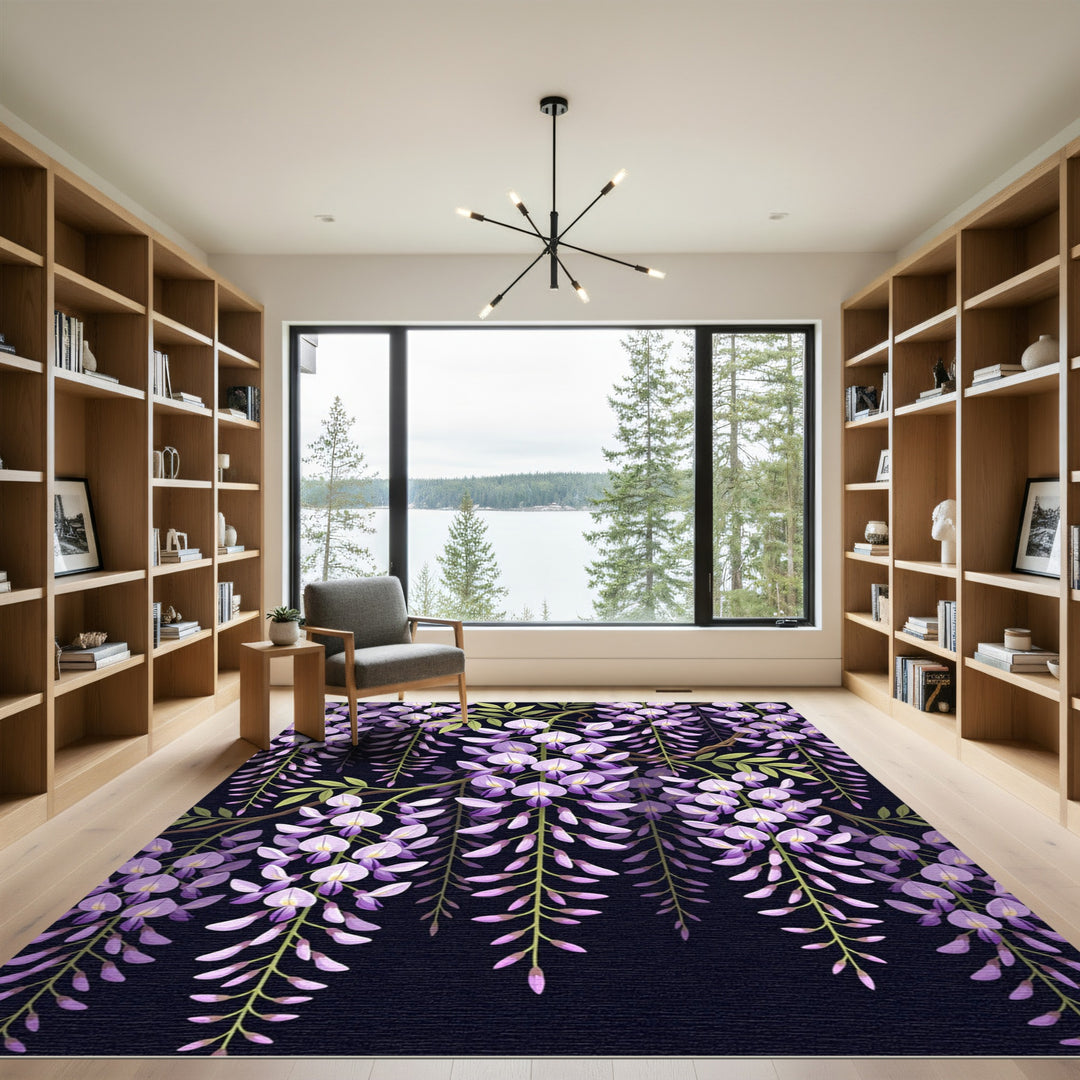 Purple Wisteria Cascading Floral Rug