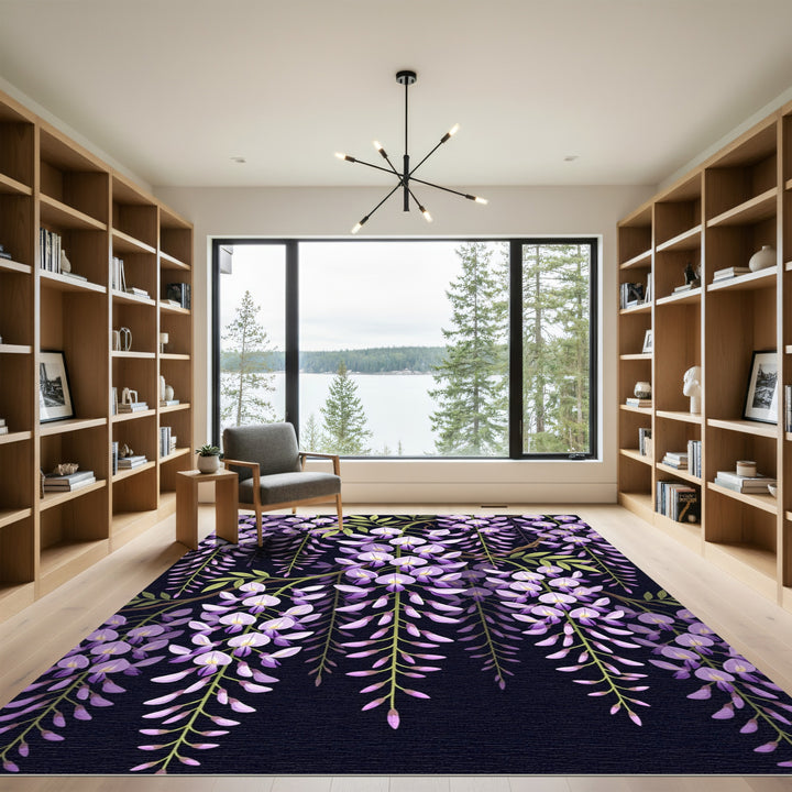 Purple Wisteria Cascading Floral Rug