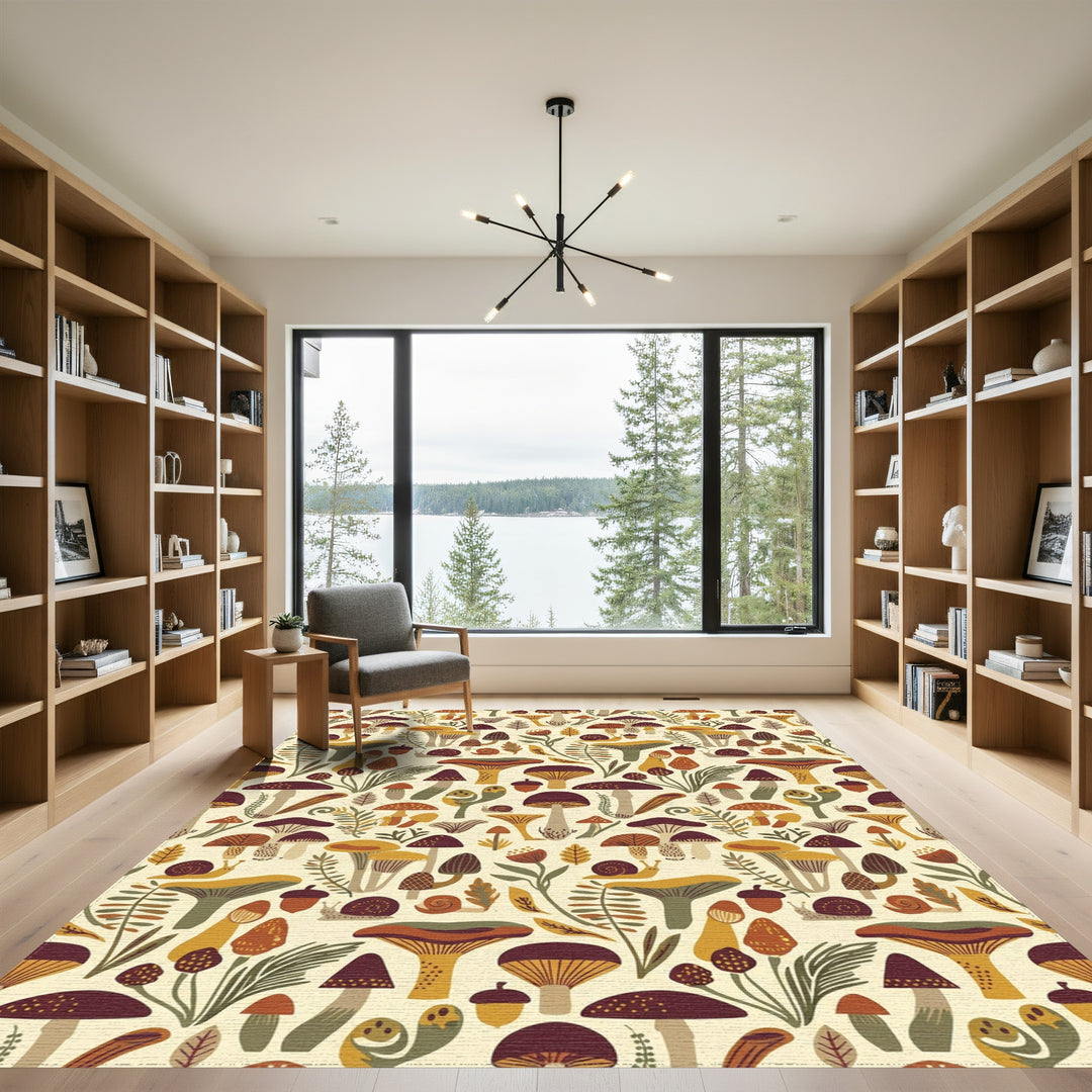 Whimsical Mushroom And Snail Forest Friends Rug