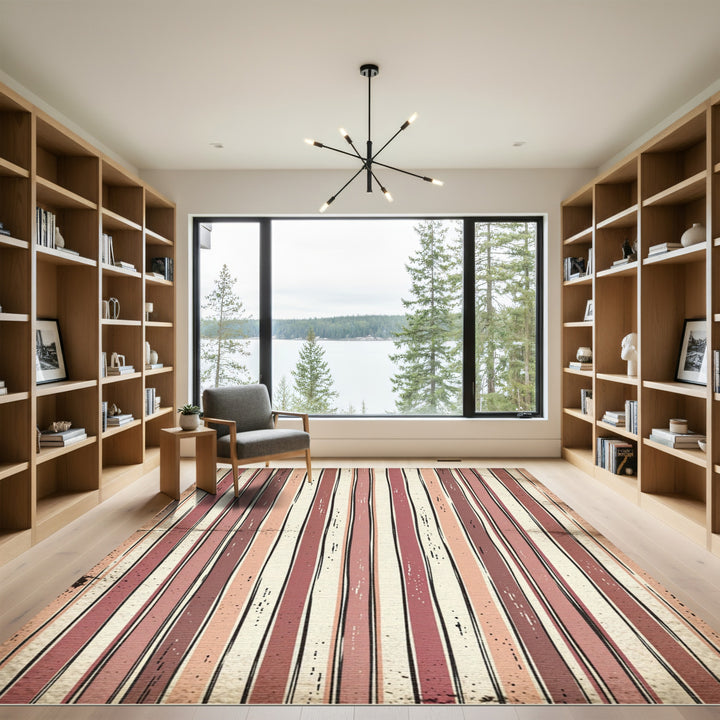 Earthy Red Pink Vertical Stripes Rug