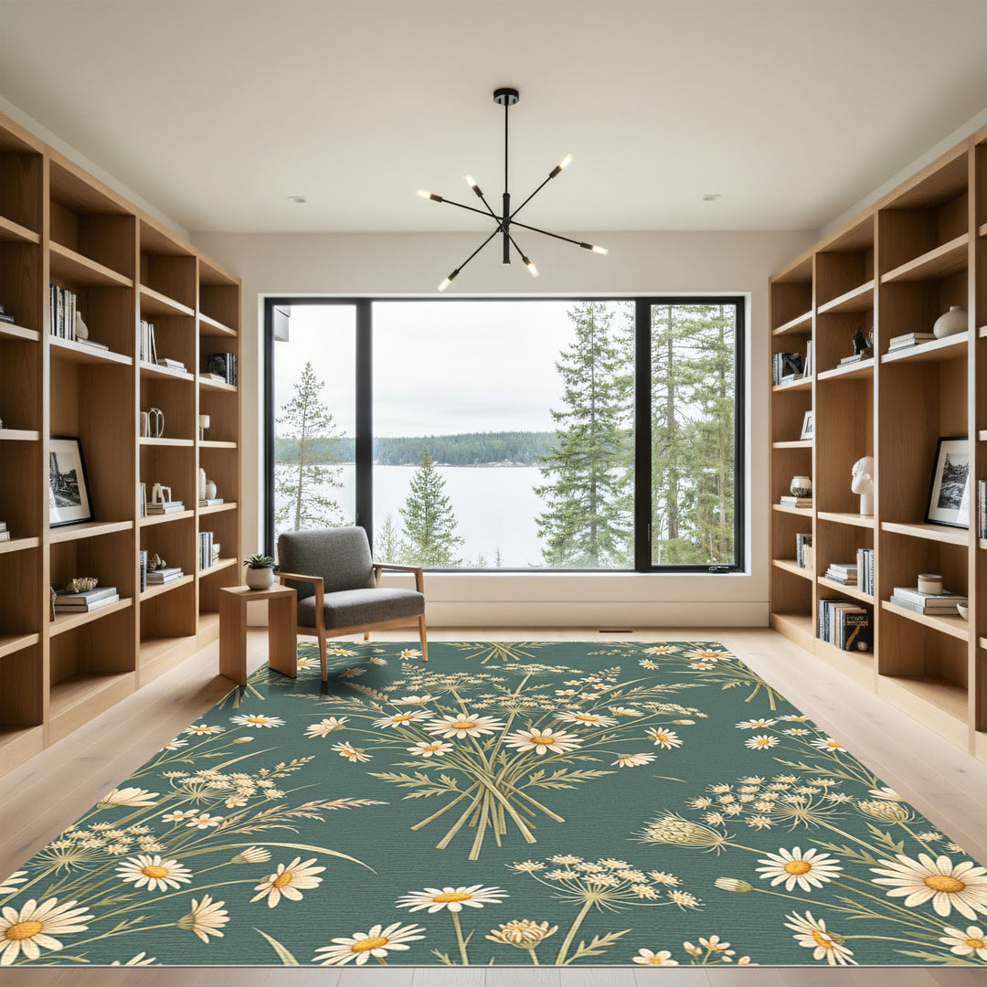 Botanical Daisy Bouquet Meadow Rug