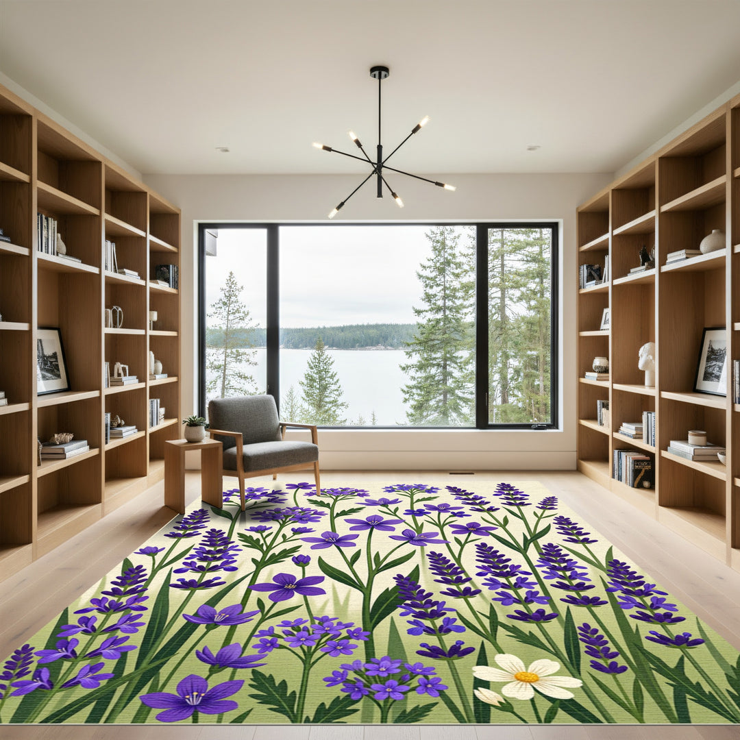 Purple Lavender Field Floral Rug