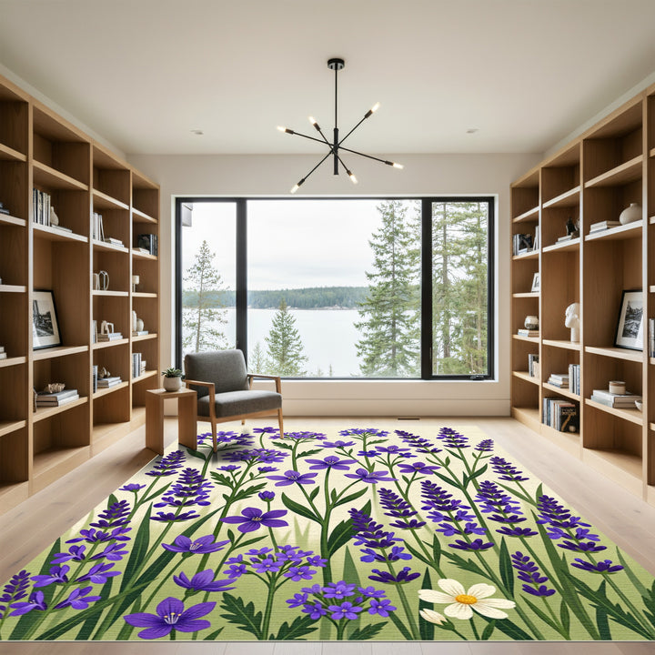 Purple Lavender Field Floral Rug