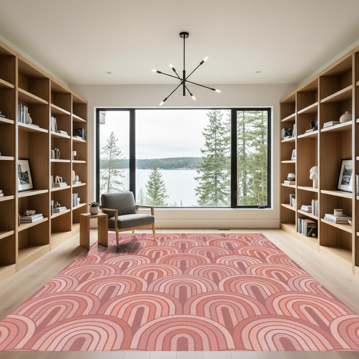 Retro Pink Rainbow Arc Rug