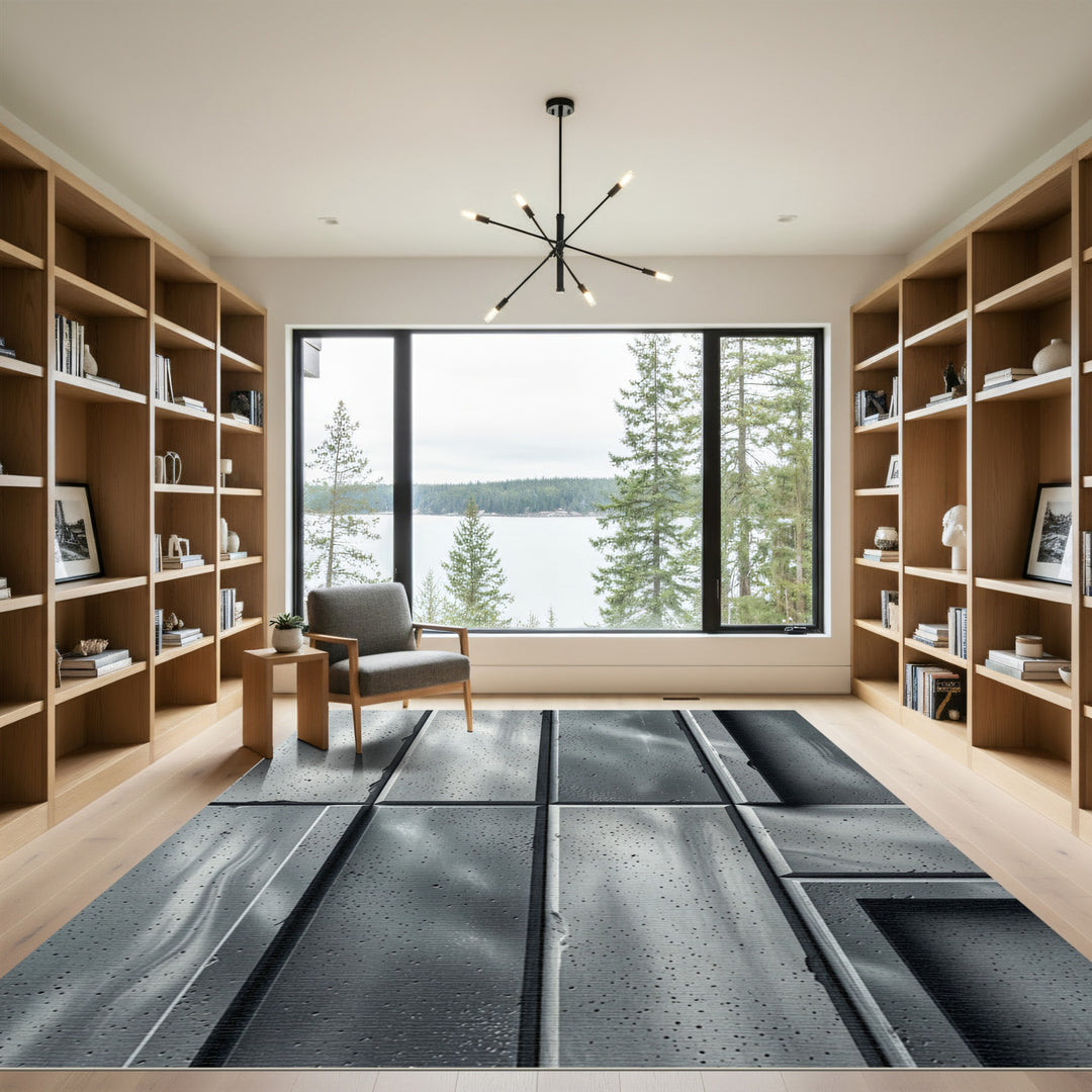 Concrete Textured Abstract Relief Rug