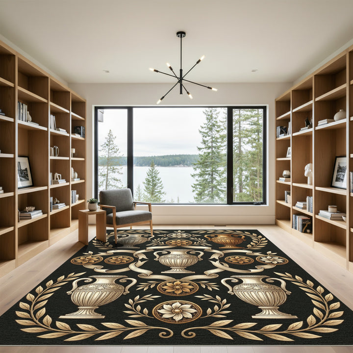 Golden Laurel Vase Ornamental Rug