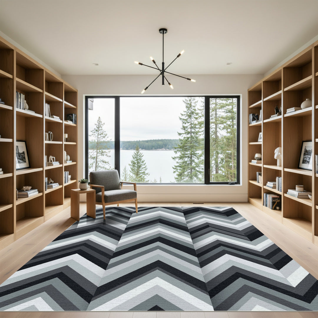 Monochromatic Chevron Accent Rug