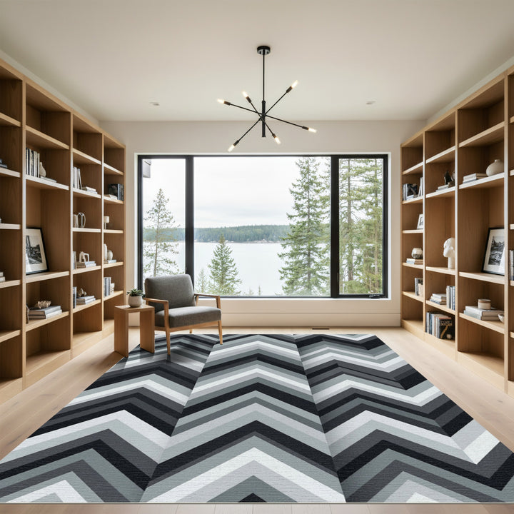 Monochromatic Chevron Accent Rug