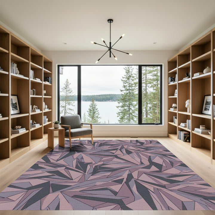 Mauve Crystal Facet Abstract Art Rug