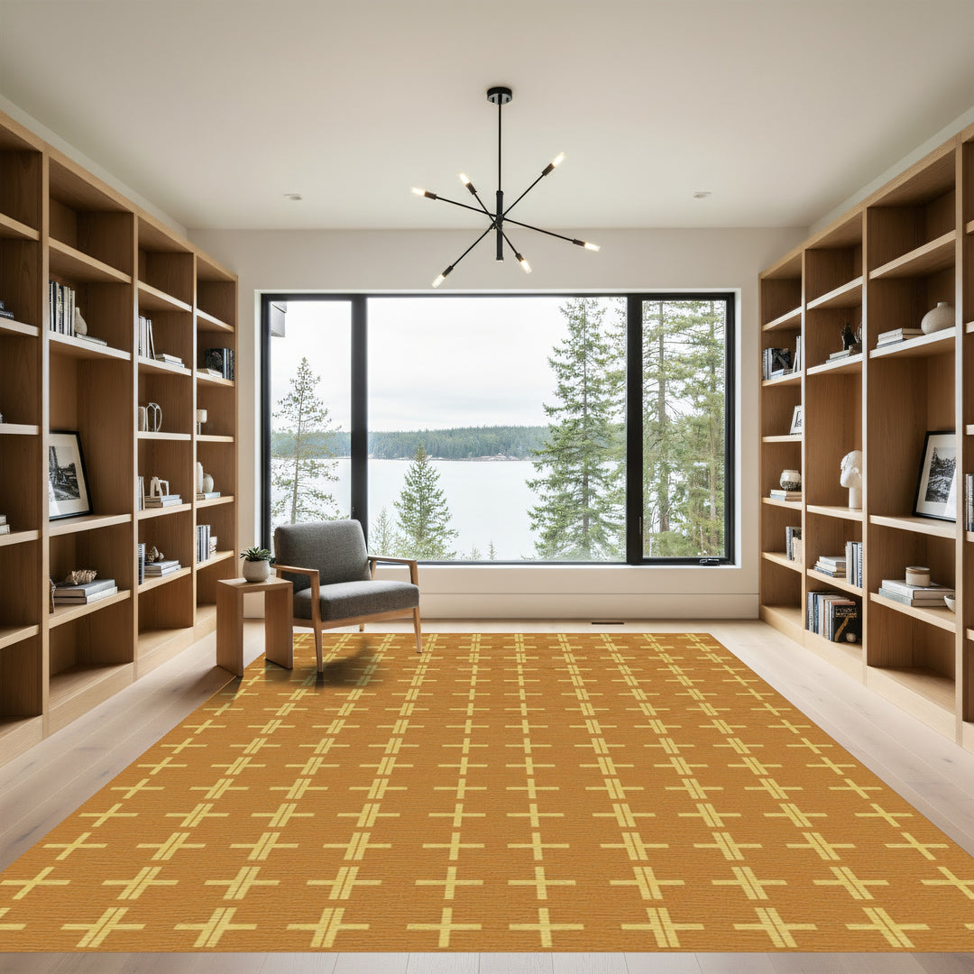 Golden Ochre Plus Grid Rug