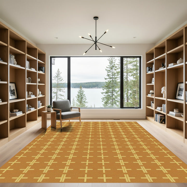 Golden Ochre Plus Grid Rug