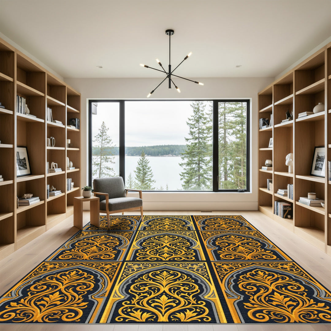 Golden Moroccan Arch Arabesque Rug