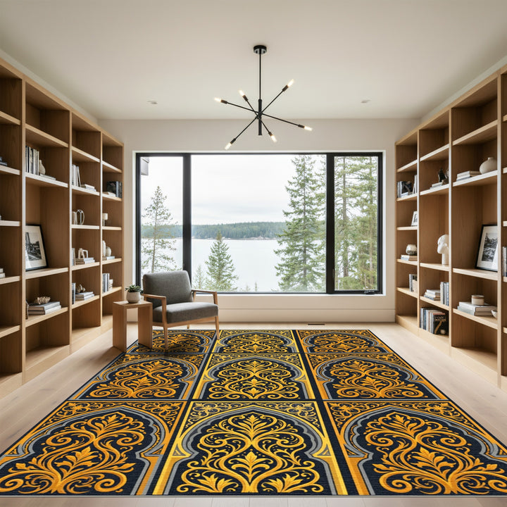 Golden Moroccan Arch Arabesque Rug