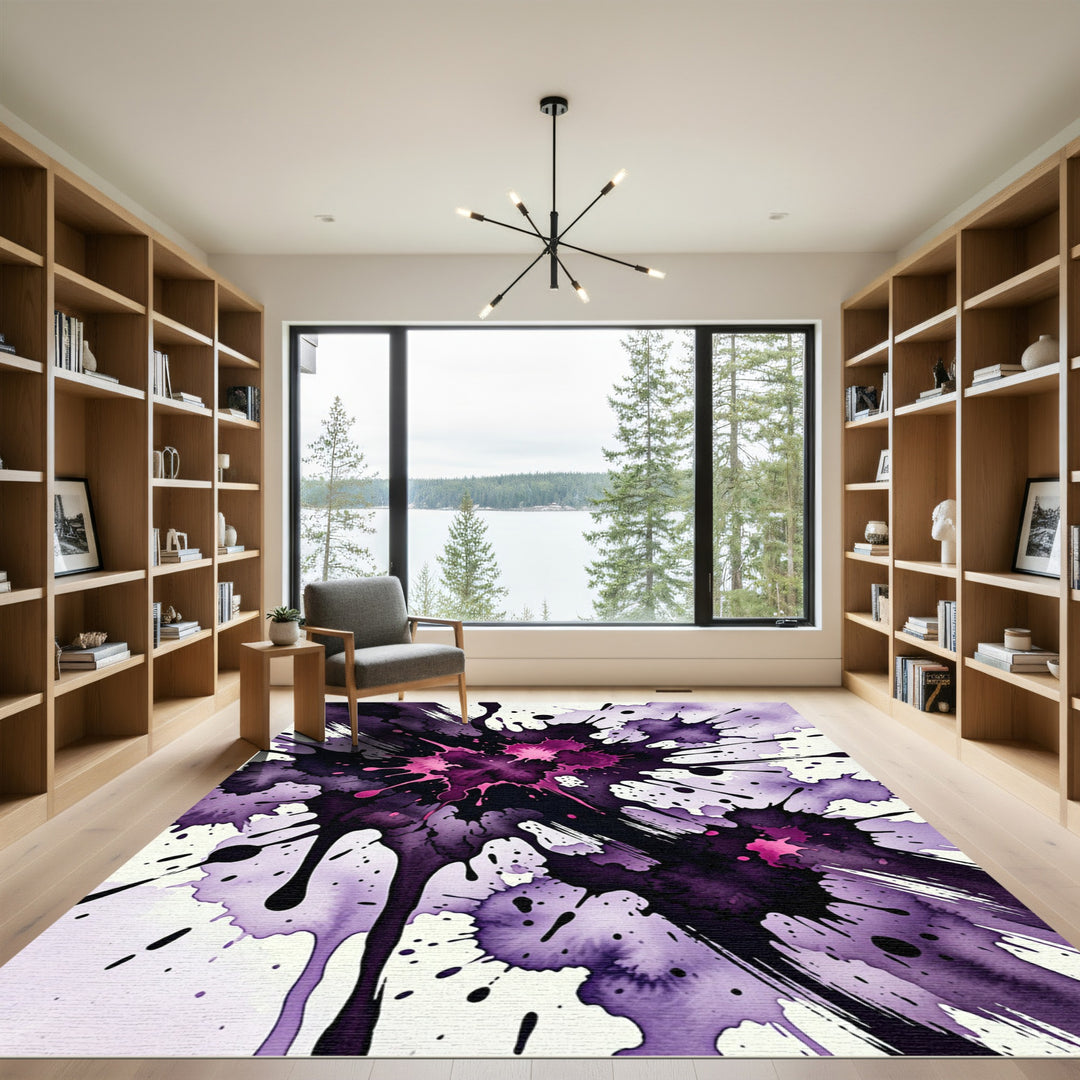 Abstract Purple Magenta Splatter Rug