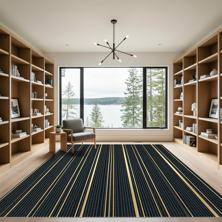 Dark Gold Vertical Stripe Rug