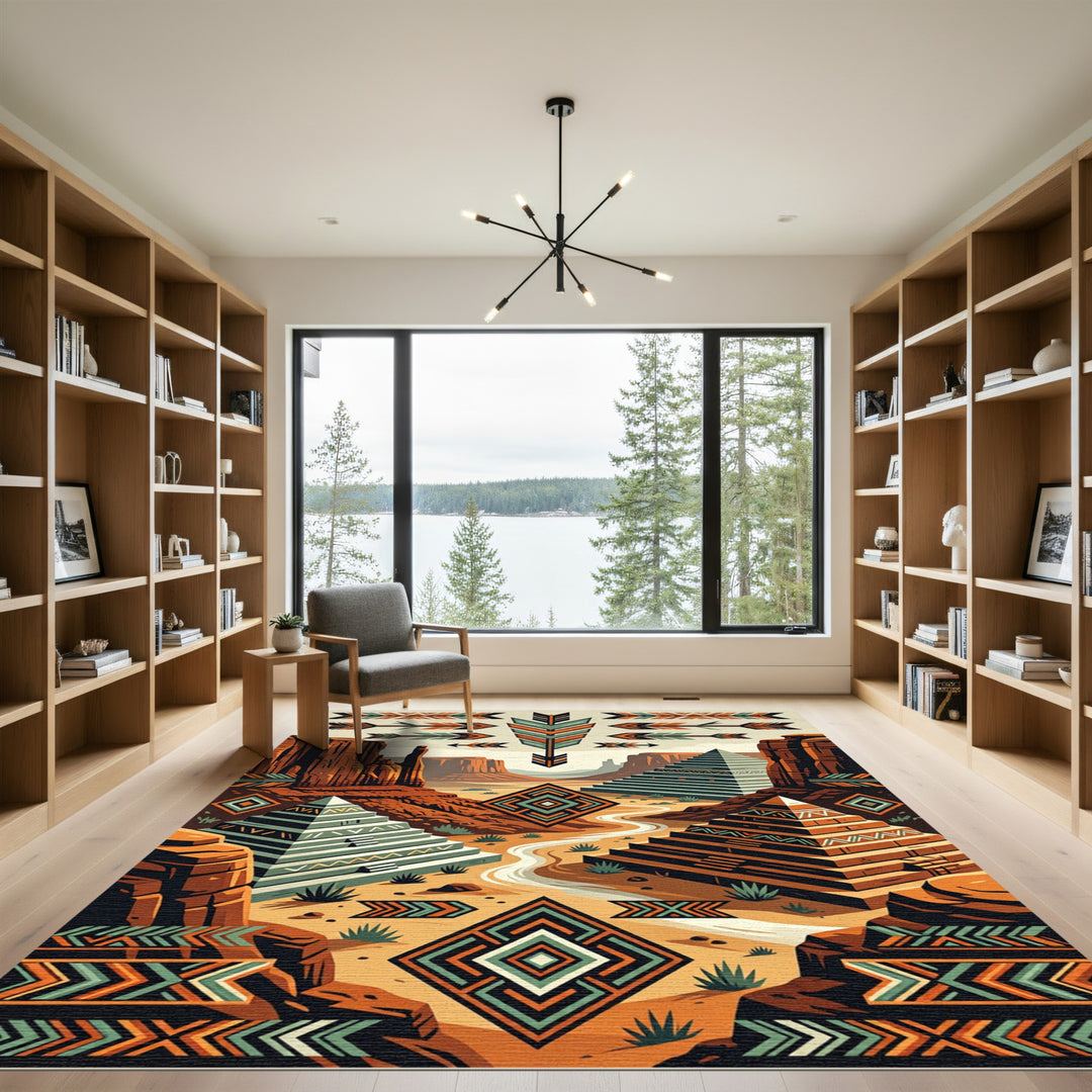Desert Southwest Aztec Pyramid Rug