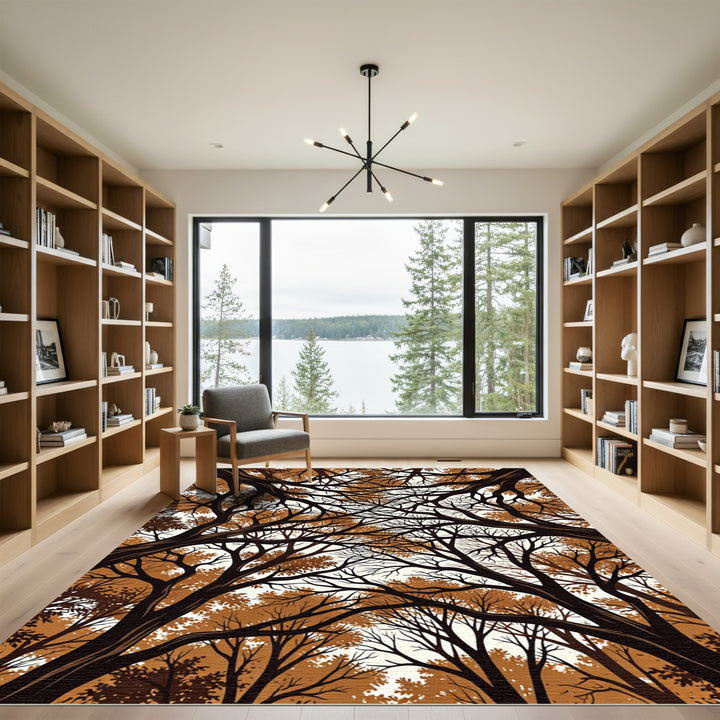 Brown Forest Canopy Abstract Trees Rug