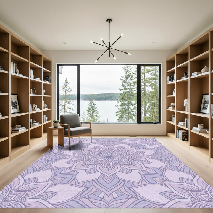 Lavender Floral Mandala Concentric Layers Rug