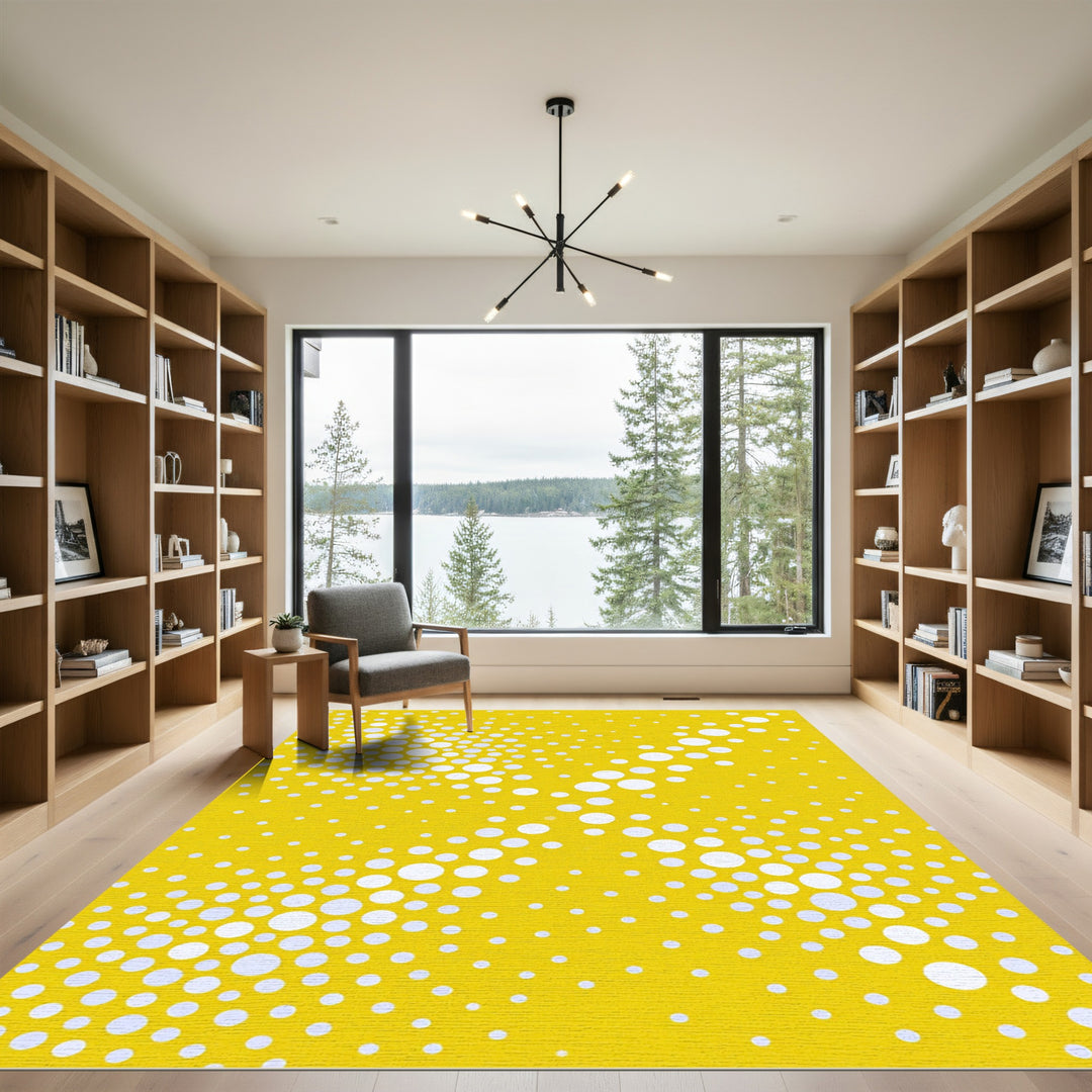 Yellow Halftone Dot Contemporary Rug