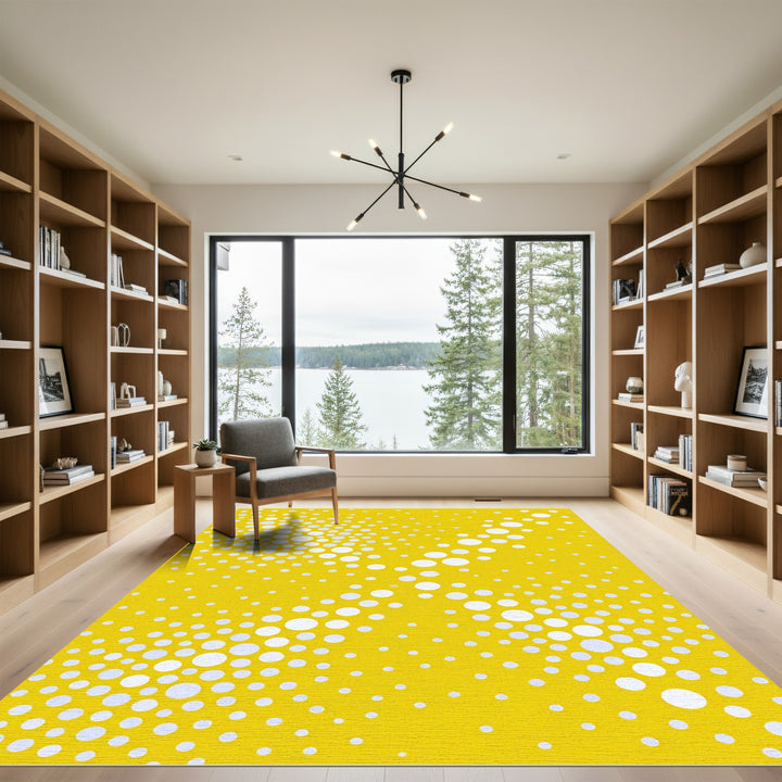 Yellow Halftone Dot Contemporary Rug