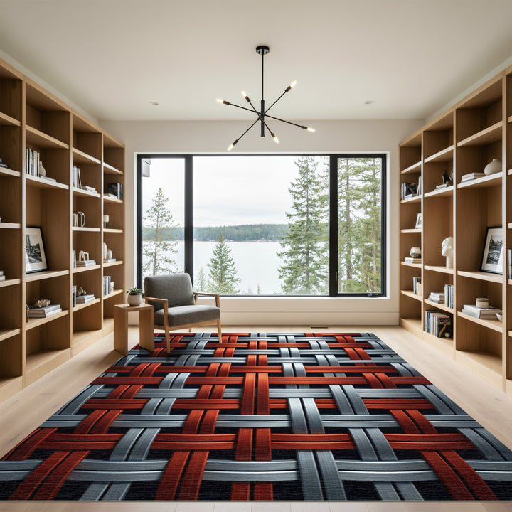 Orange Gray Woven Texture Rug