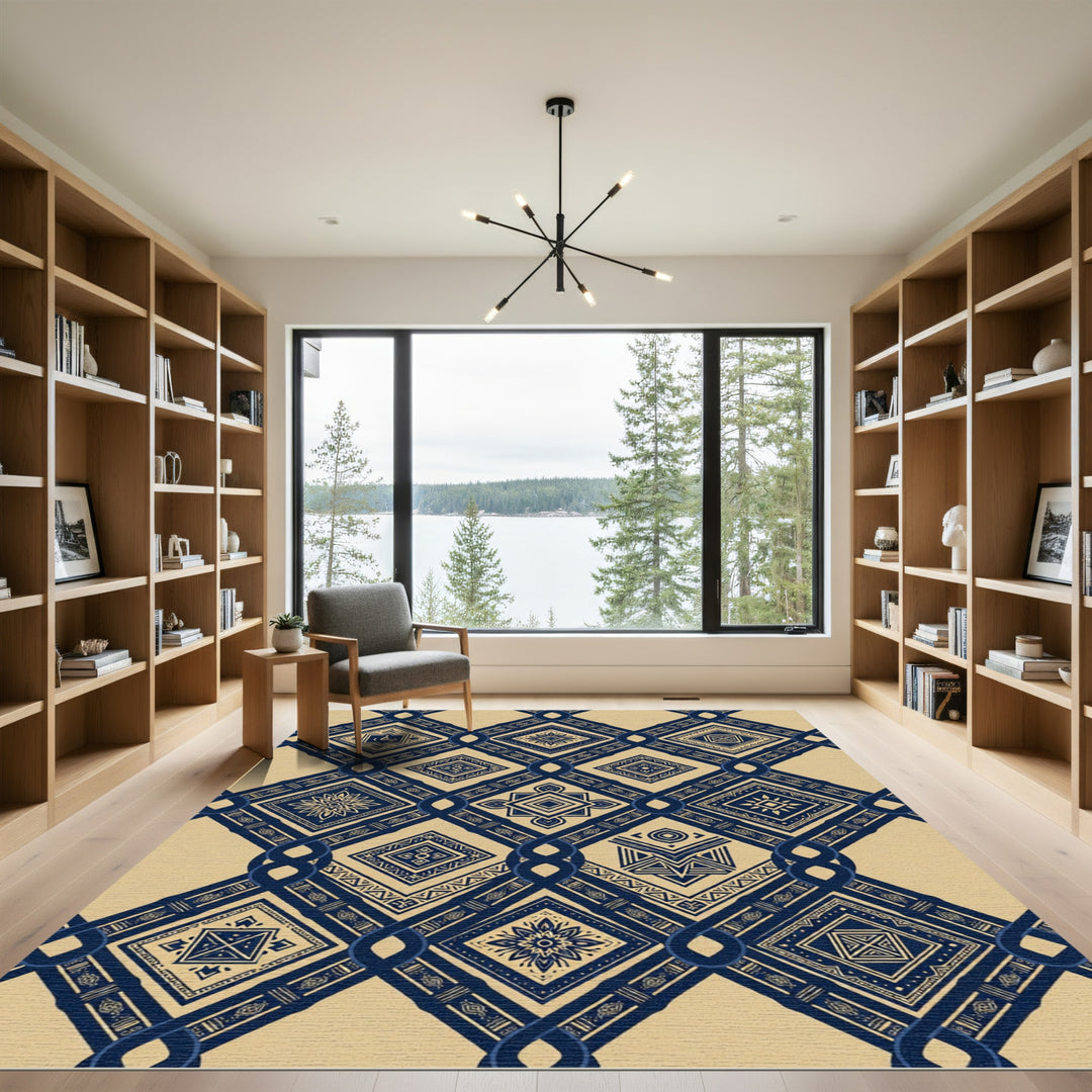 Navajo Blue Diamond Medallion Weave Rug