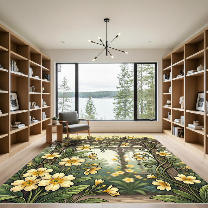Yellow Primrose Floral Arch Rug