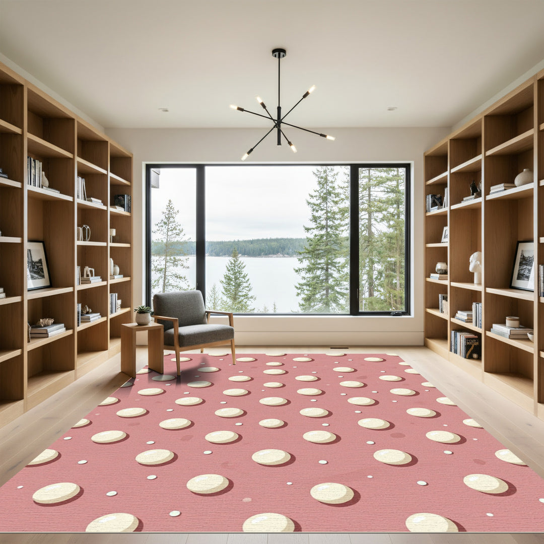 Rosy Pink Pearl Dot Pattern Rug
