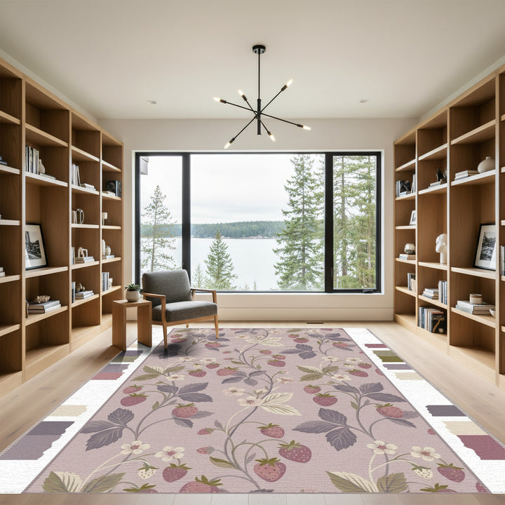 Dusty Rose Strawberry Vine Flourish Rug