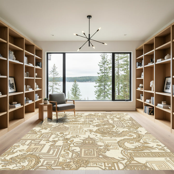 Golden Dragon Pagoda Maze Rug