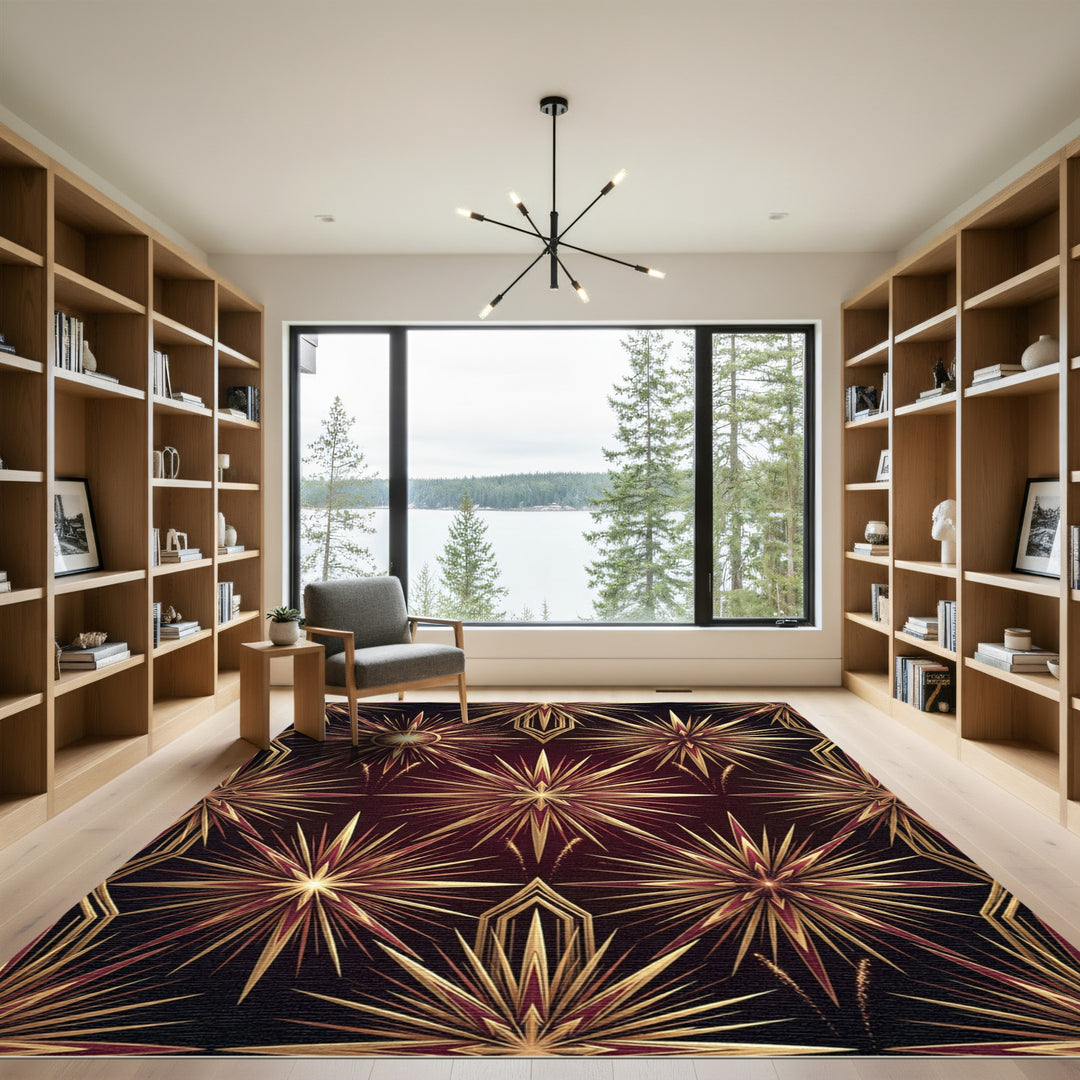Gold Starburst Art Deco Rug