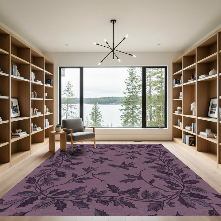 Dark Plum Holly Berry Garland Rug