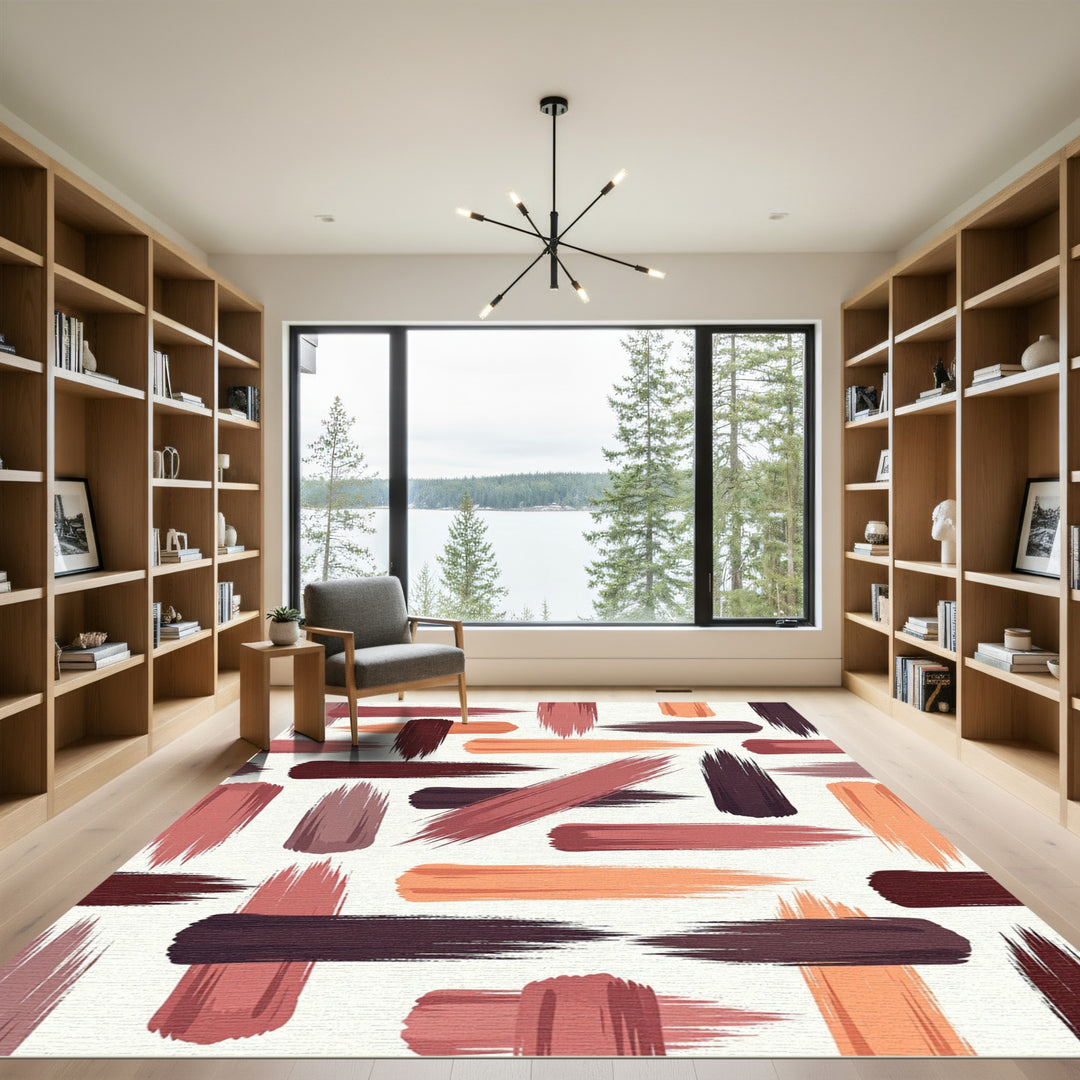 Terracotta Brush Stroke Abstract Rug