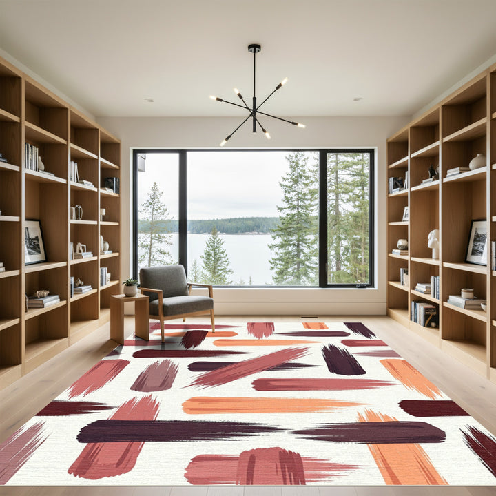 Terracotta Brush Stroke Abstract Rug