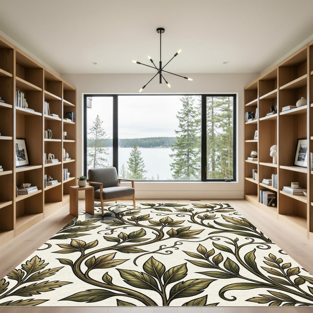 Ornate Green Foliage Vine Rug