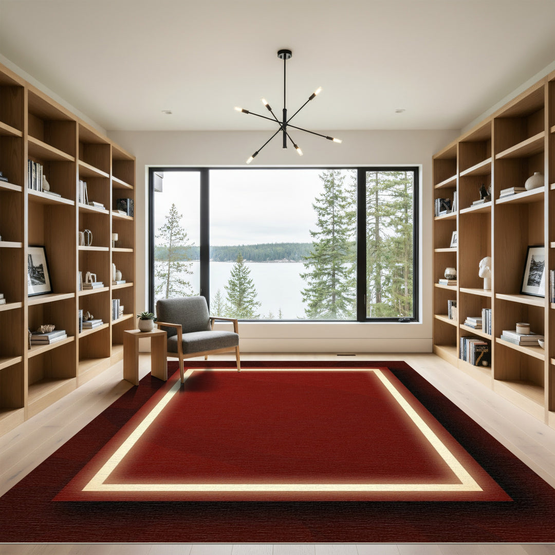 Crimson Outline Light Square Rug