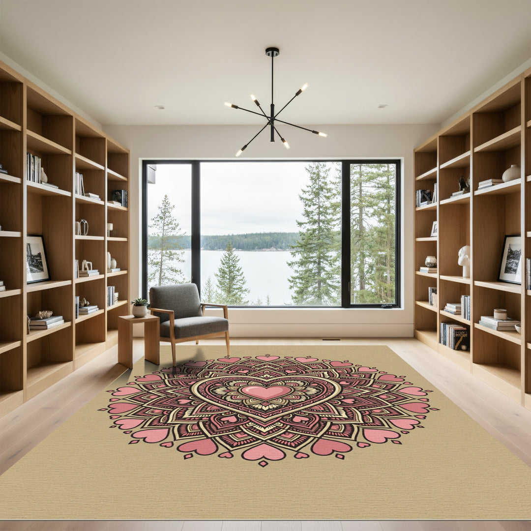 Pink Heart Mandala Rug