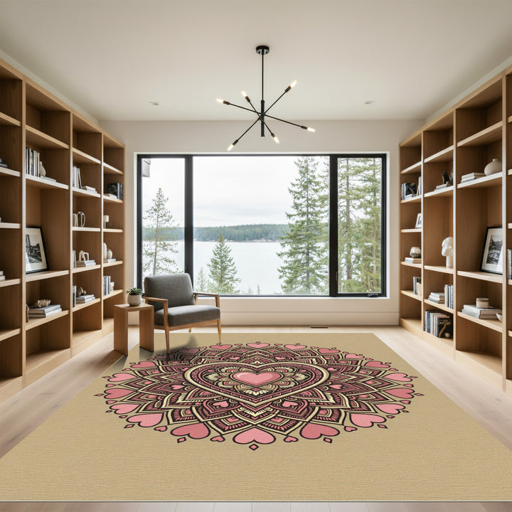 Pink Heart Mandala Rug