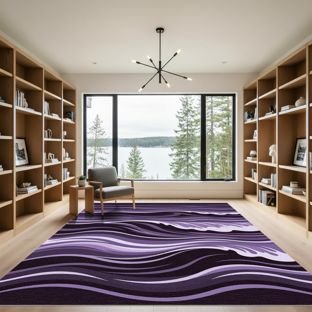Purple Abstract Wave Rug