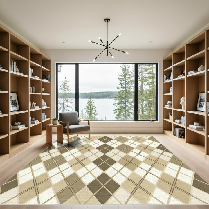 Argyle Diamond Brown Beige Rug
